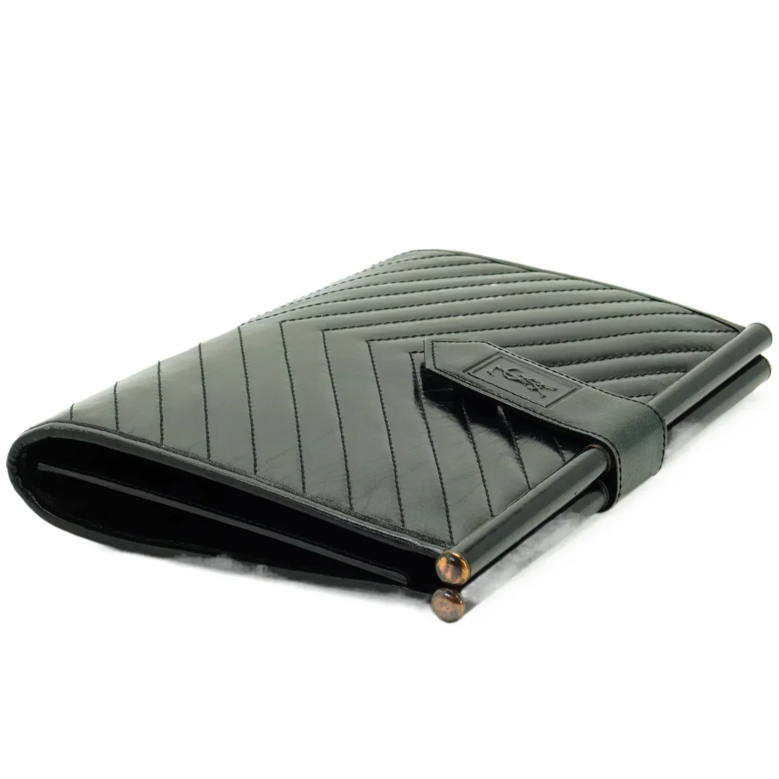 YSL Yves Saint Laurent Quilted Leather Clutch Bag Black - Image 3