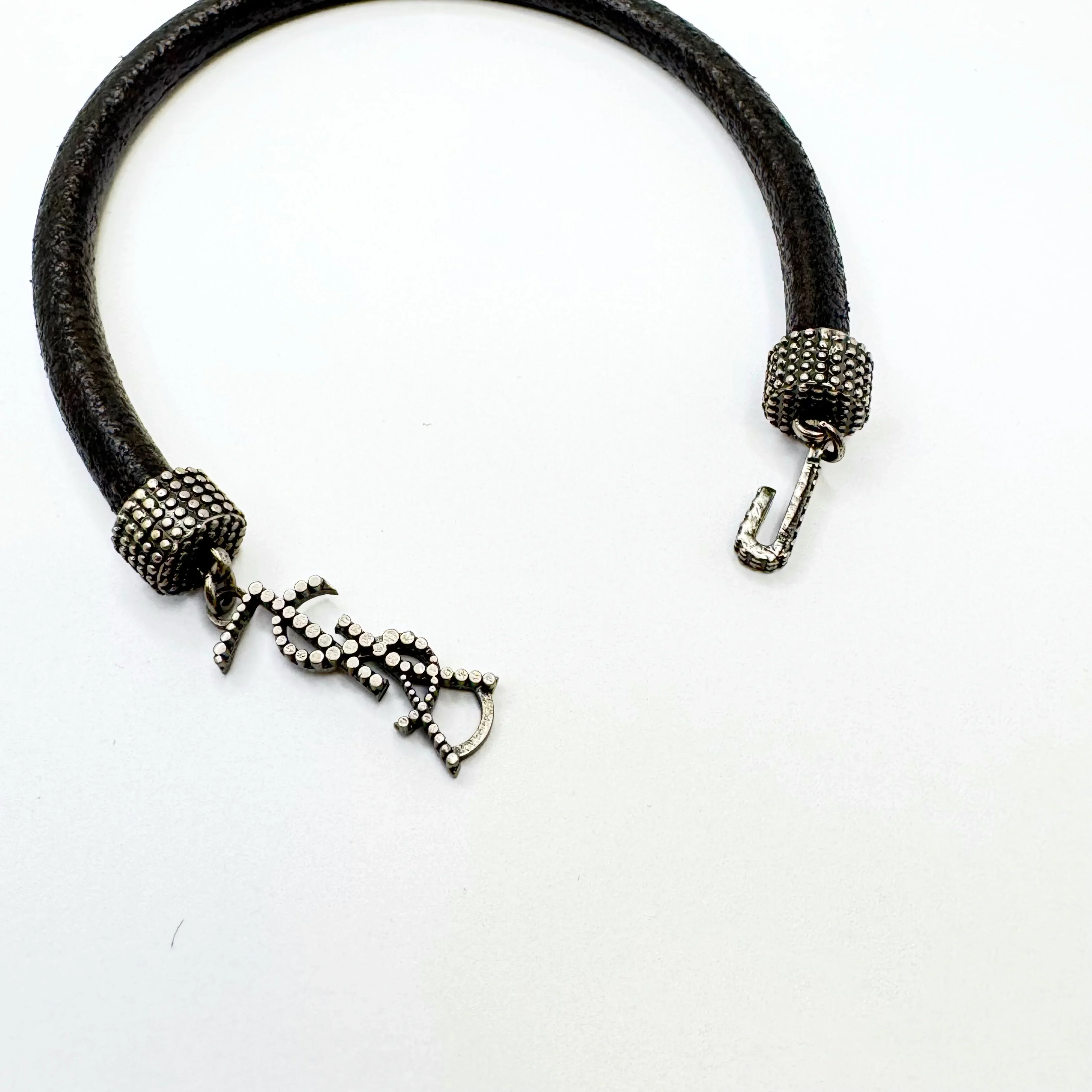 Yves Saint Laurent YSL Textured Leather Bracelet - Image 3
