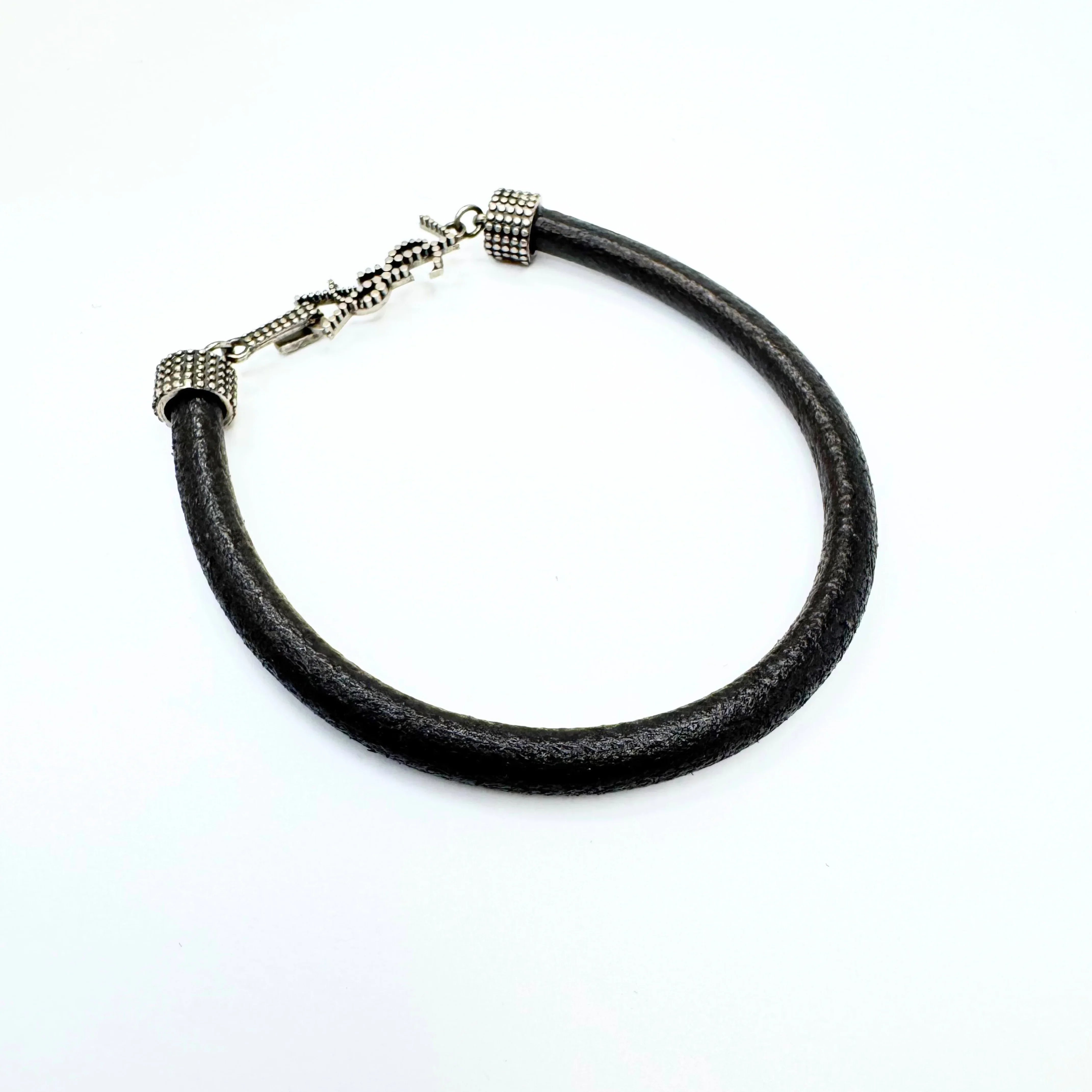 Yves Saint Laurent YSL Textured Leather Bracelet - Image 6