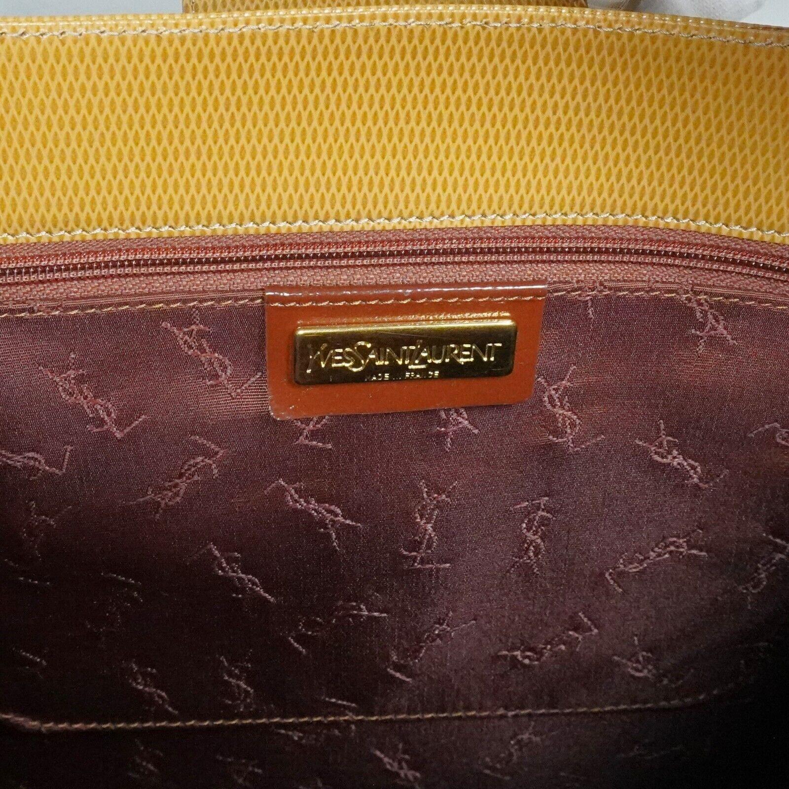 Yves Saint Laurent Lizard Embossed Leather Shoulder Bag Amber - Image 11