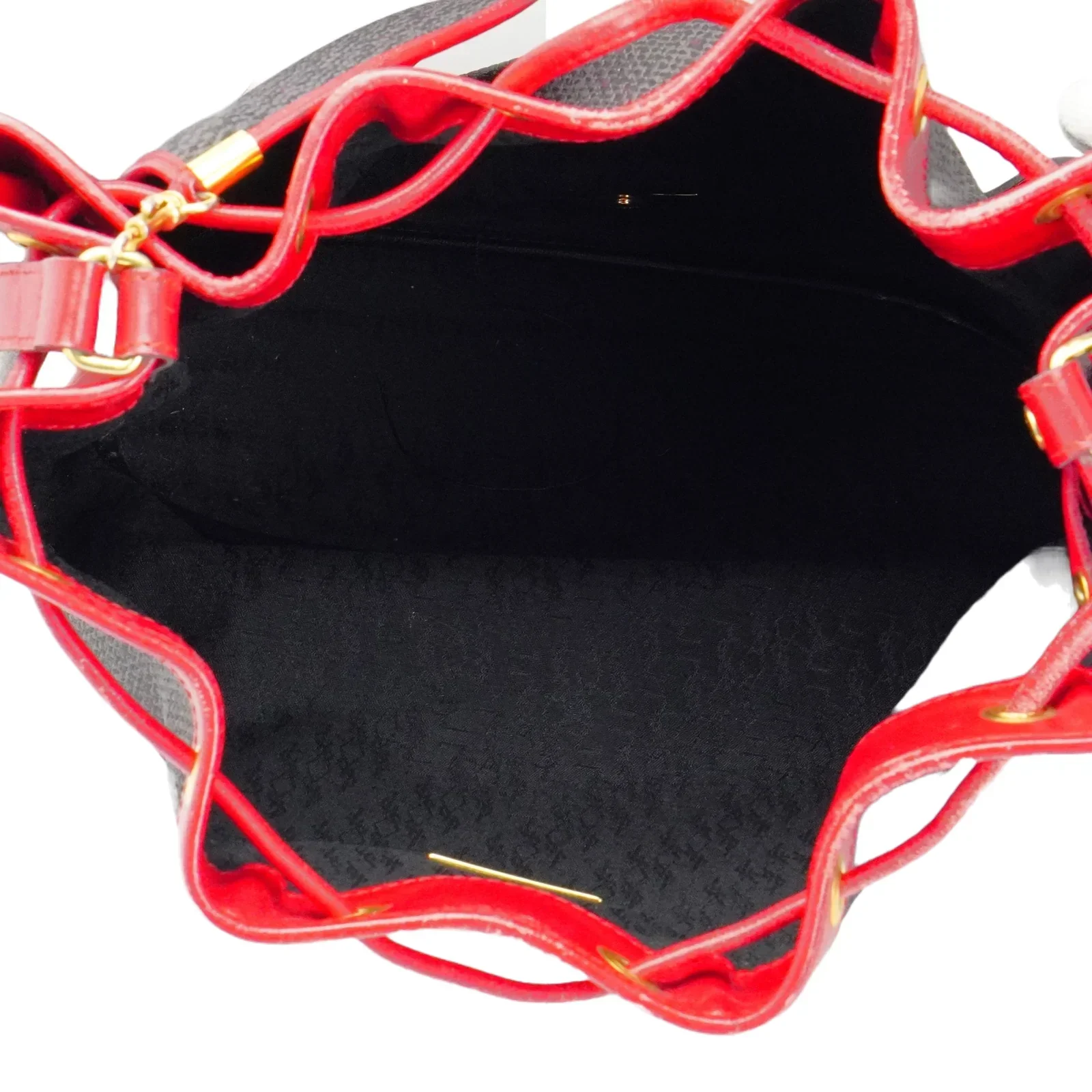 Yves Saint Laurent YSL Noe Canvas Bucket Drawstring Bag Red - Image 10